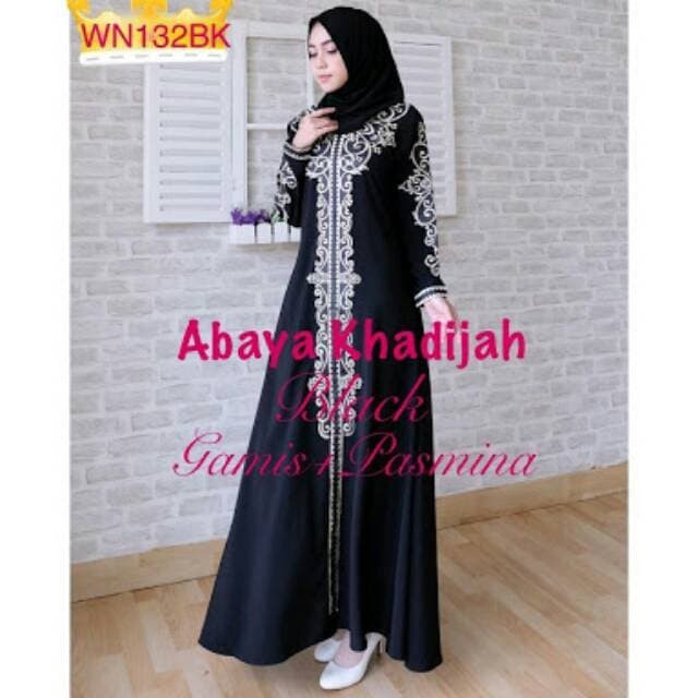 Unik abaya hitam dress gamis arab busui khadijah incl pasmina Limited