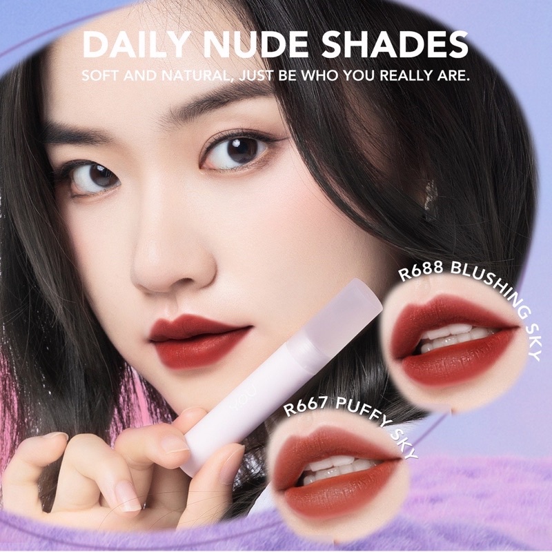 YOU Cloud Touch Fixing Lip Tint | Soft Velvet Finish Lip Stain | Korean Style Lip Tint Bibir | Melembapkan Tahan Lama ( YOU MAKEUPS OFFICIAL STORE )