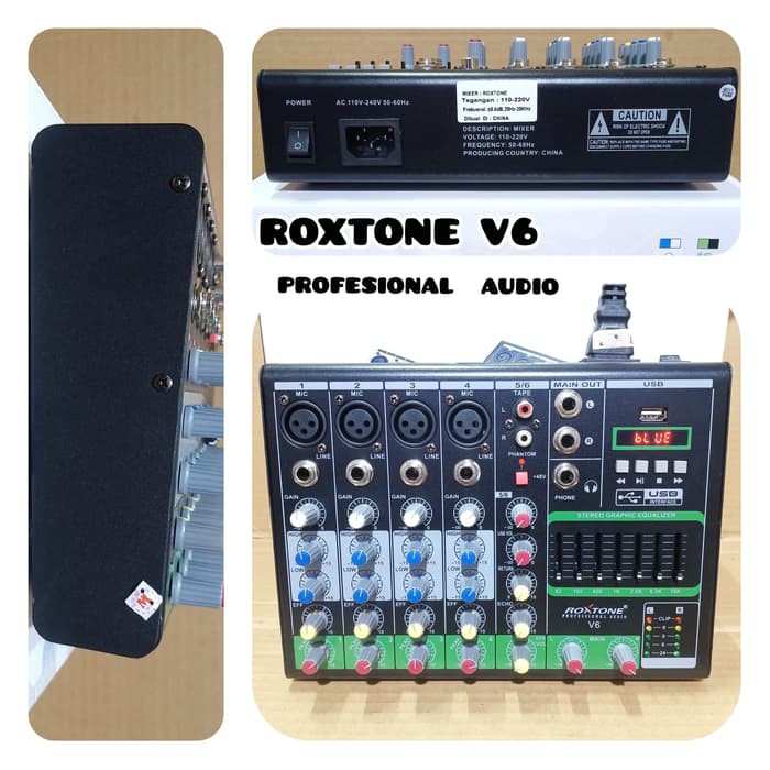 MIXER AUDIO 6 CHANNEL ROXTONE V6 PROFESIONAL AUDIO