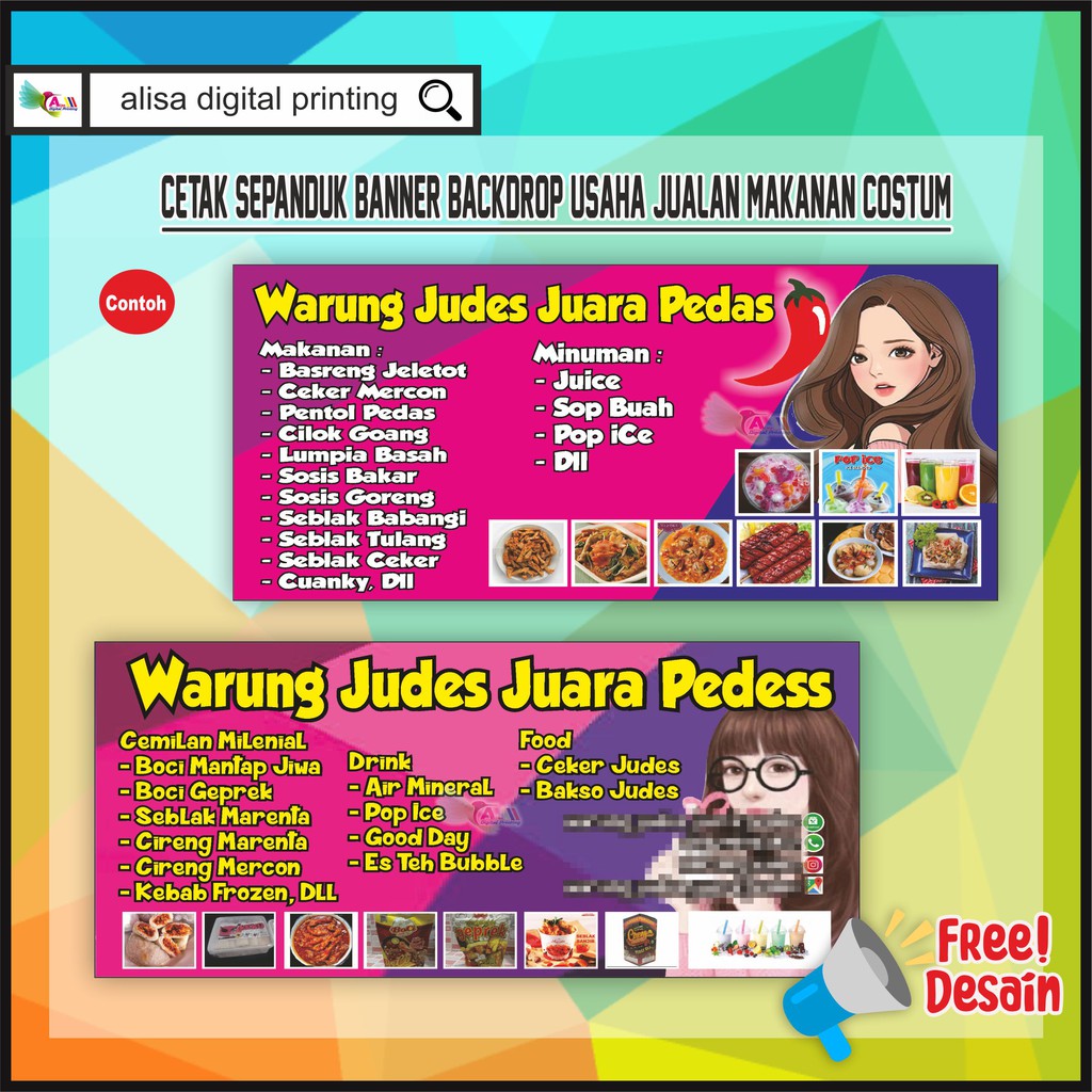 Baliho Spanduk Usaha Makanan Costum Shopee Indonesia