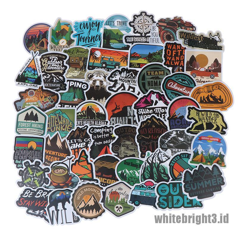 (white3) 50pcs Stiker Landscape Untuk Dekorasi Koper / Laptop / Gitar