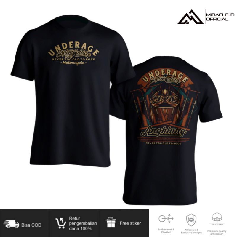 KAOS DISTRO PRIA ORIGINAL UNDERAGE KAOS MOTOR CUSTOM KEREN MURAH BAJU LENGAN PENDEK BRANDED PREMIUM
