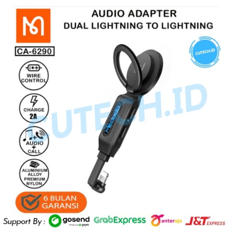 MCDODO CONVERTER SPLITTER IPHONE TO DUAL LIGHTNING RING MIC AUDIO