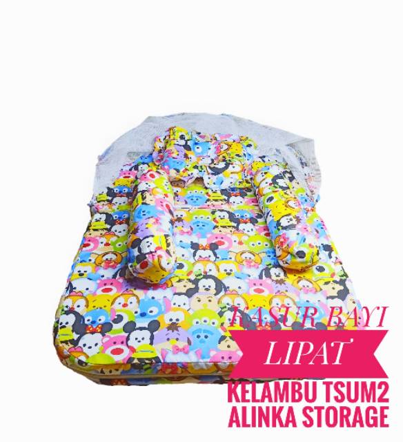 Kasur bayi set kelambu bantal guling model lipat tsum2 PREMIUM terlaris