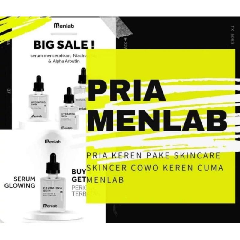 Menlab Hydrating Skin Serum Wajah Glowing Untuk Pria Bpom~Promo Serum Menlab Original 100%