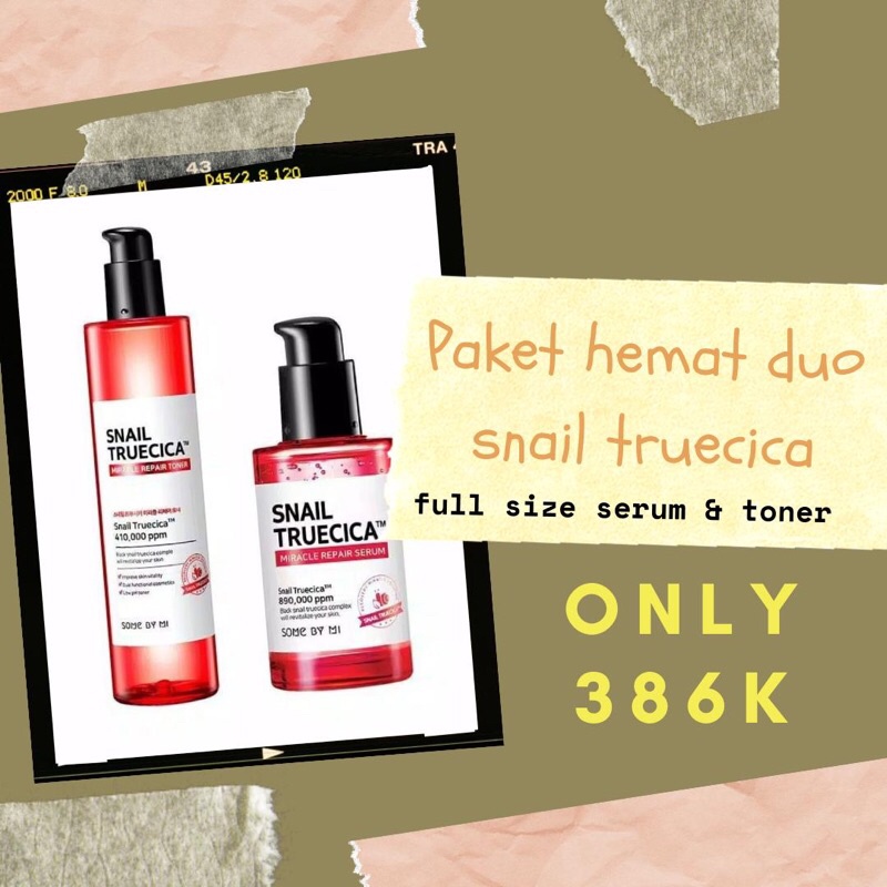 PAKET HEMAT BUNDLING TONER DAN SERUM SNAIL TRUECICA MIRACLE REPAIR SOMEBYMI
