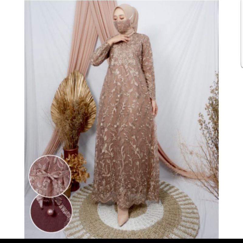 GAMIS MODERN BROKAT TULLE AJC 1/GAMIS TERBARU/GAMIS MUSLIM-2