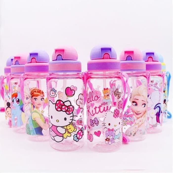 BOTOL MINUM ANAK / Botol Minum Plastik BPA Cantik Tsum-Tsum/My Little Pony/Frozen/Doraemon 350ml