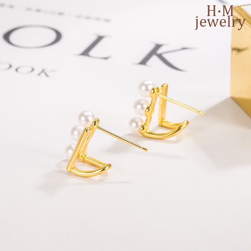 Anting Tusuk Gantung Desain Geometri Hias Mutiara Gaya Simple Compact Untuk Wanita 2022