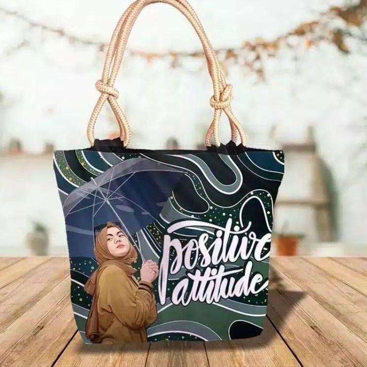 Import Terlaris tas tote bag tali sumbu/tas tote hijab motif baru