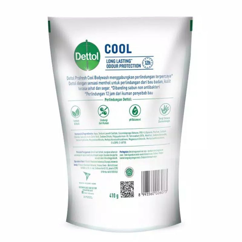 Dettol Sabun Mandi Cair Anti Bakteri 410 ml Cool 410gr Refill 410ml