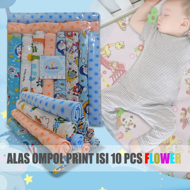 Alas Ompol Bayi Tatakan Ompol Bahan Katun Print Motif Lucu Isi 10 pcs