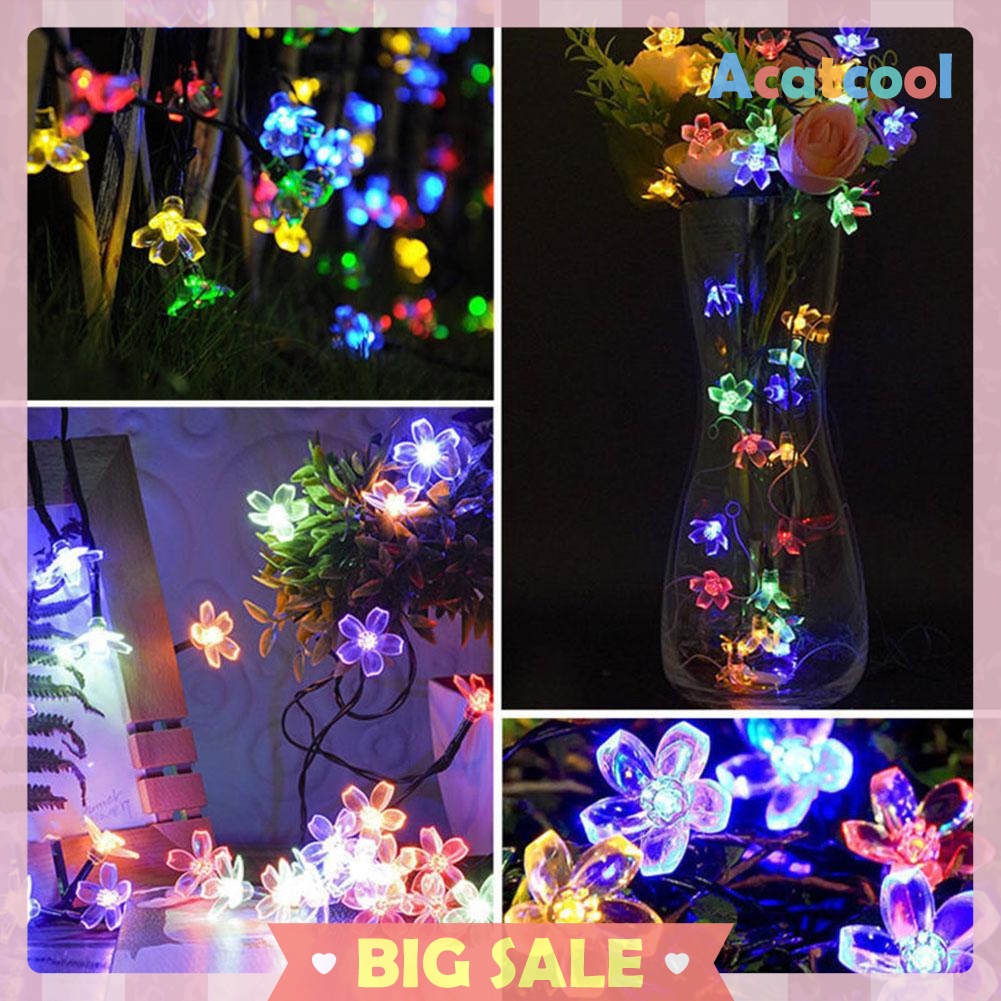 20/50LED Solar Power Cherry Blossom String Light Yard Fairy Decorative Lamp