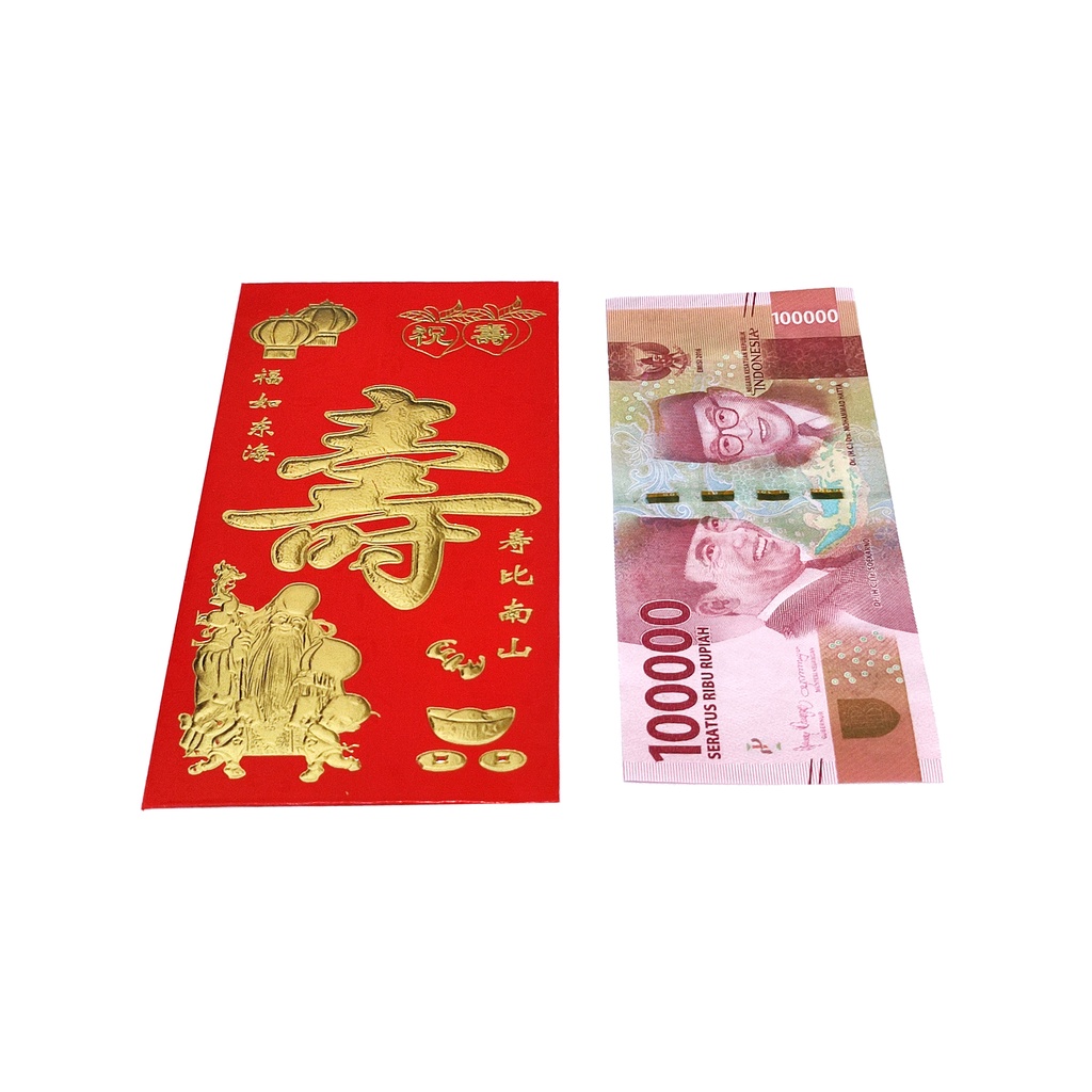 

Bungkus Angpao Tebal Hot Print Emas Hongbao Merah Huruf Shou 997