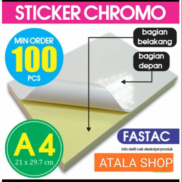 

Kertas Sticker Chromo Polos / Label sticker glossy Ukuran A4 - FPL