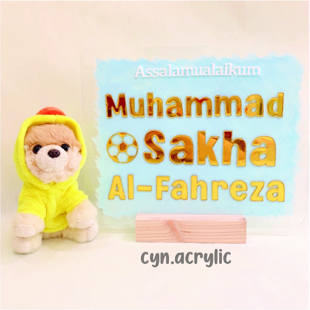 SAKHA ACRYLIC BABY NAME BOARD SIGN ANNOUNCEMENT Kado Bayi Newborn Nama Bayi Baru Lahir Akrilik Papan Akte