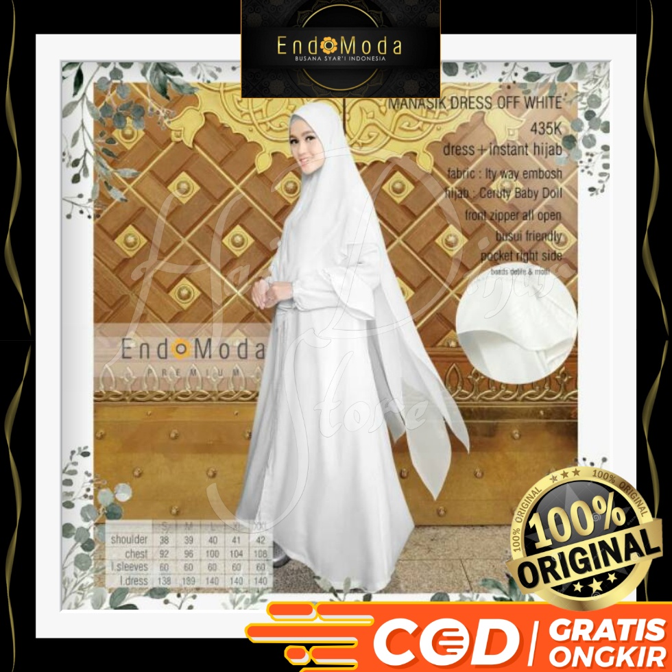 [Baru] Endomoda Gamis Muslimah MnsB (Manasik Dress Of White) L