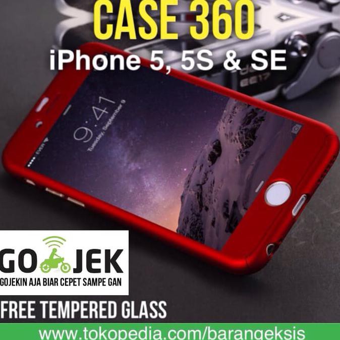 Case 360 Full Protective Iphone 5, 5S, Se Hardcase Free Tempered Glass