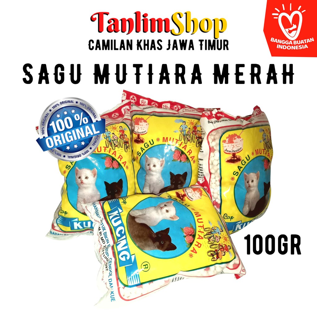 Sagu Mutiara Cap Kucing / Bubur Merah Mutiara Kenyal - 100gr