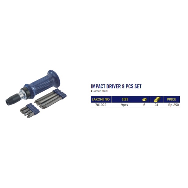 Obeng Ketok Set 701022 LAKONI PRO/Impact Driver 9 Pcs