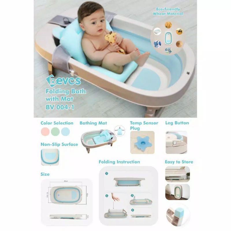 Bevos Folding Bath Tub with Bathmat / Bak Mandi Lipat