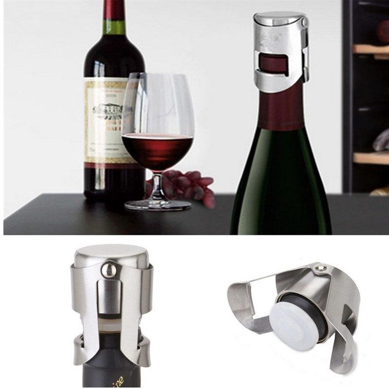 Stopper Botol Red Wine Champagne Bahan Stainless Steel Untuk Pesta Pernikahan