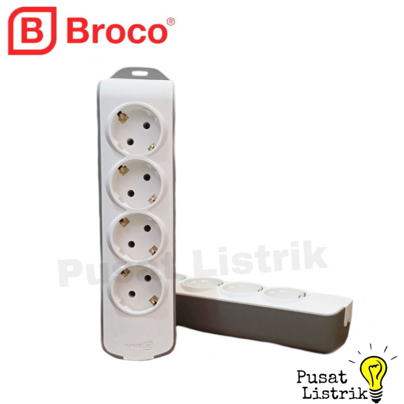 Stop Kontak 3-6 Lubang Tanpa Indikator Broco Tipe Slanting OB Stop Kontak 3-6Lubang Biasa Stop Kontak Outbow Broco Model Miring