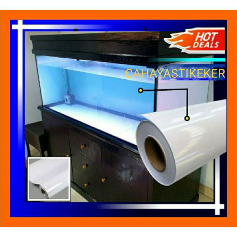 Stiker Skotlet Aquarium Putih Doff Ukuran Besar 50x45cm