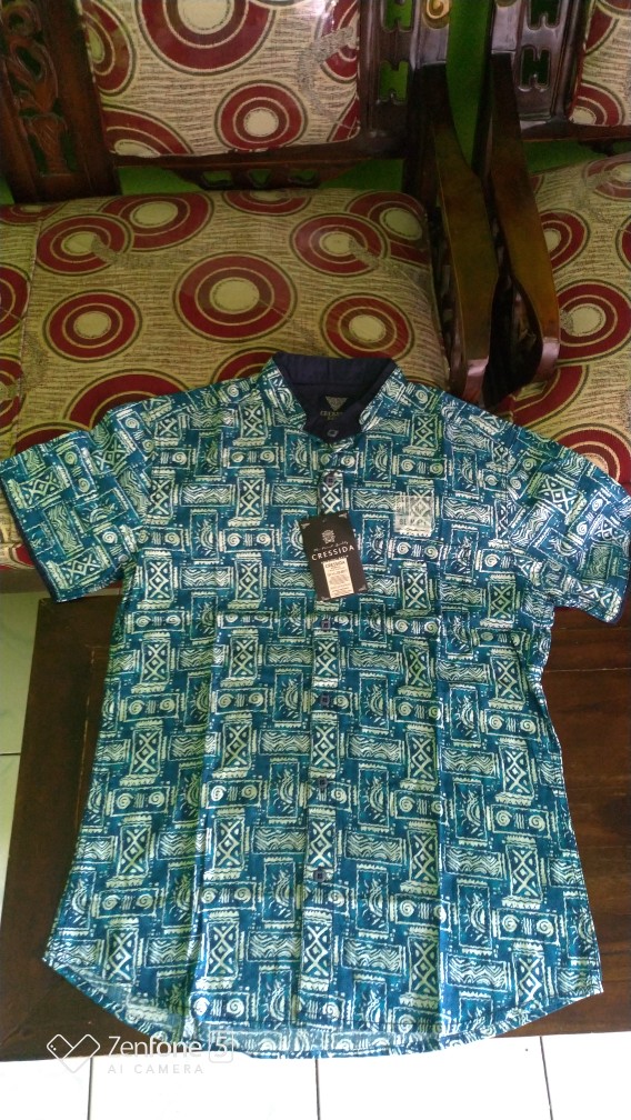 Gof Cressida Kemeja Batik Pakaian Pria Atasan Kemeja Hem Casual Slimfit Original Lengan Pendek