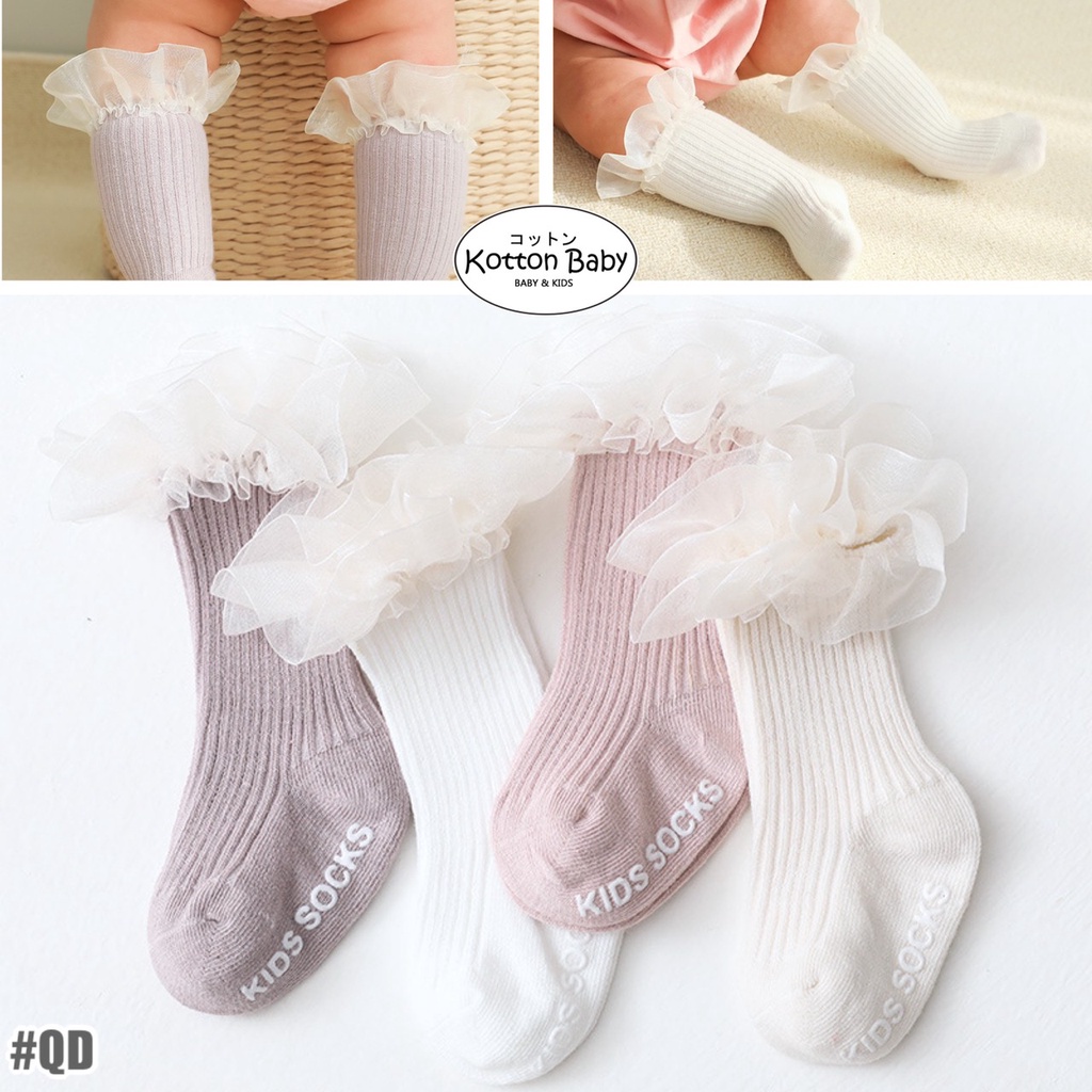 0-1 thn | KAOS KAKI RUFFLE BAYI ANAK IMPOR NEWBORN SOCKS PEREMPUAN catalog QN QD