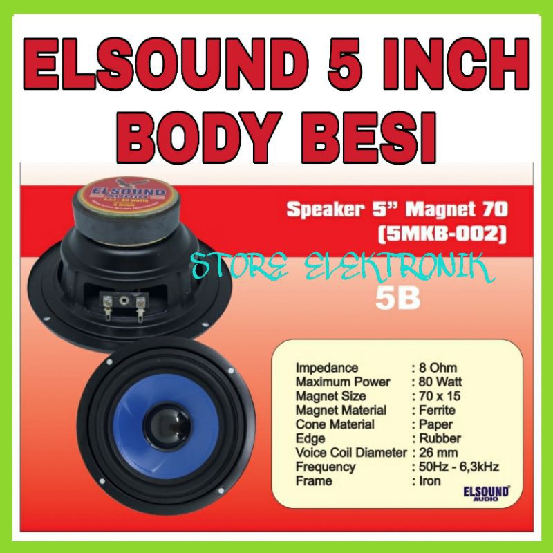 Speaker ELSOUND 5B 5 Inch BIRU Body Besi Japan Audio Sound Technology