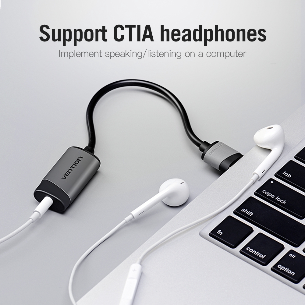 Vention Sound Card USB External 3.5mm USB to Jack 3.5mm untuk Microphone Adapter