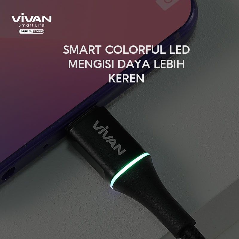 SEN PROMO Vivan Kable Data iph7 2.4 Quick Charge LED 100CM VDL100 isi daya cepat