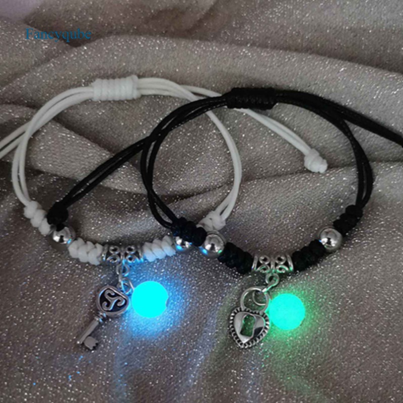 Fancyqube Gelang Rantai Liontin Manik-Manik Luminous Glow In The Dark Untuk Pria Dan Wanita