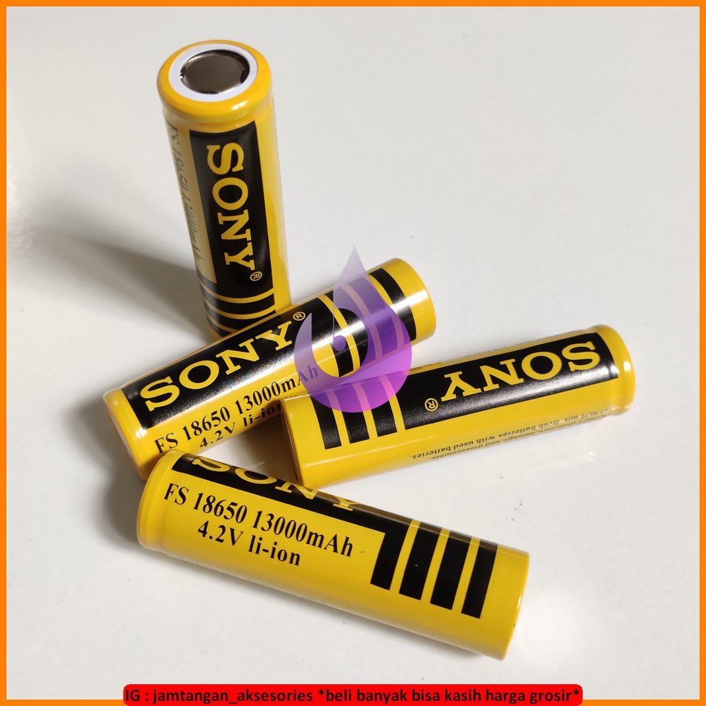 BATU BATERAI BATREI SONY FS 18650 RECHARGEABLE 13000mAh 4.2V KUNING