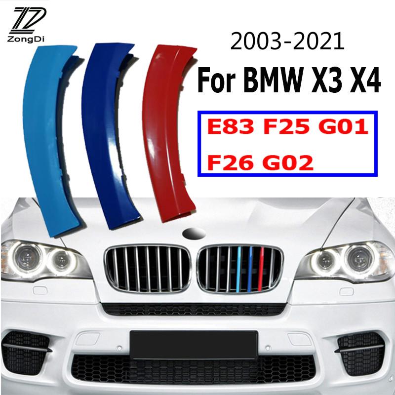 Klip Grill Gill 3 Warna untuk BMW X3 E83 F25 G01 X4 F26 G02 2003-2020 Car Racing Grille Strip Trim Clip