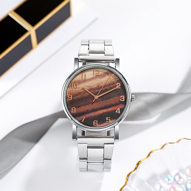 Jam Tangan Gradasi Stainless Steel Analog Quartz Untuk Wanita Dan Pria Fashion Aksesoris Import