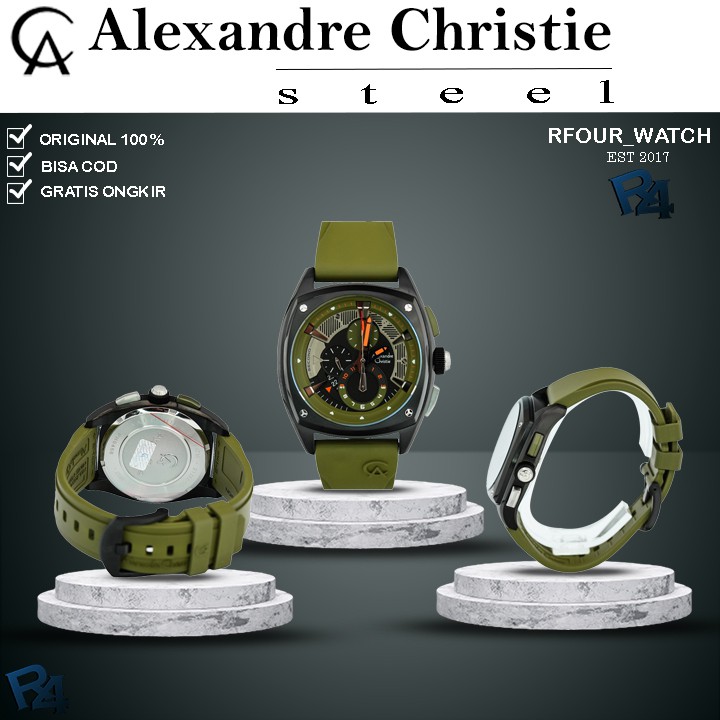 JAM TANGAN PRIA ALEXANDRE CHRISTIE TERBARU TALI RUBBER CHRONOGRAP WATER RESISTANT JAM ALEXANDER CHRI