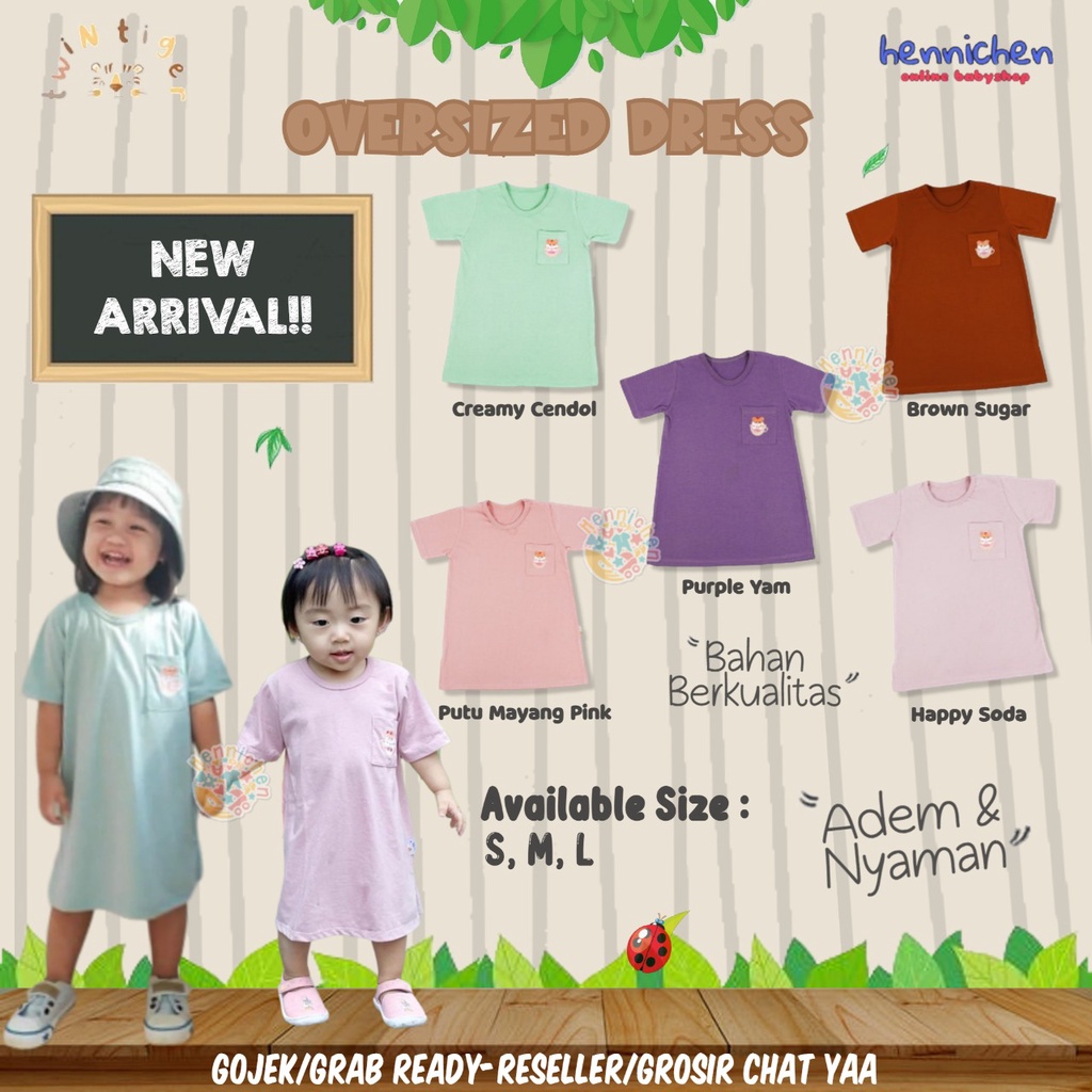 TWIN TIGER OVERSIZE DRESS BAJU ANAK TERUSAN DRESS ANAK FASHION ANAK PEREMPUAN  S M L