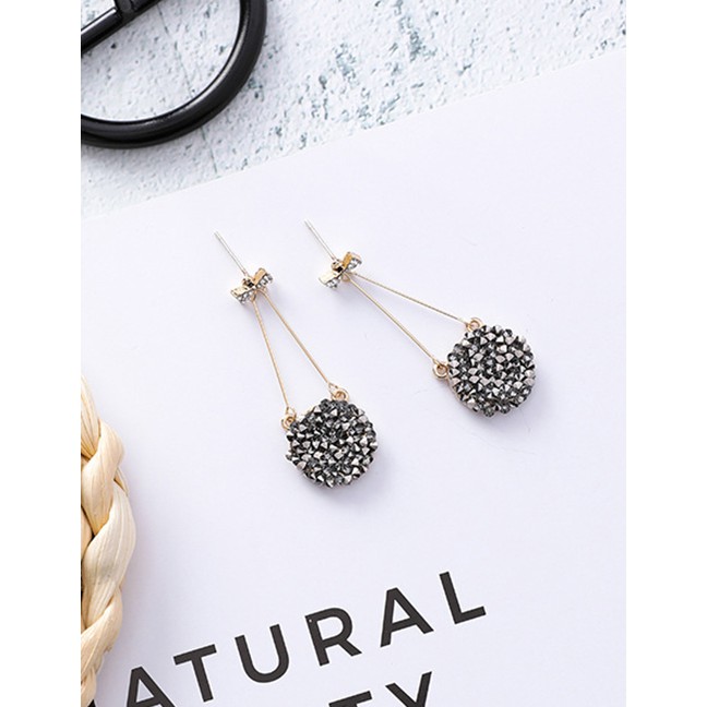 LRC Anting Tusuk Sweet Black Full Diamond Design Long Earrings F22015