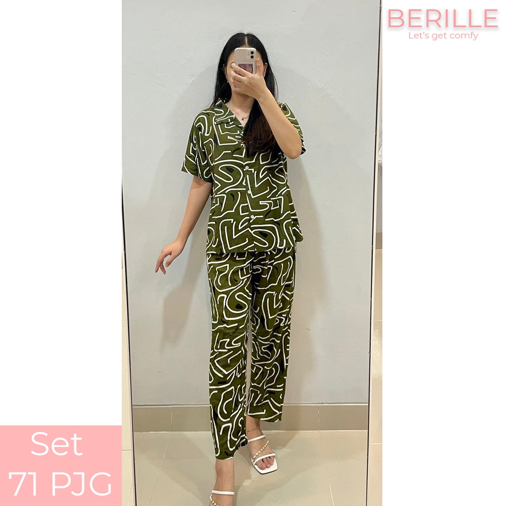 Piyama set Rayon Wanita / Setelan Piyama Wanita Motif / Piyama Rayon Viscose /  Piyama Motif Rayon Viscose Premium Termurah /Piyama Wanita Dewasa / Pajamas / Baju Tidur Wanita / Piyama setelan rayon viscose  (COD)-Set 71 PJG