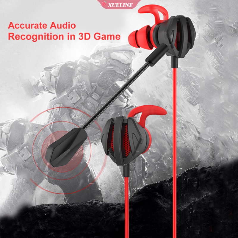 Headset Earphone In-Ear Kabel Portable Noise Reduction Dinamis Dengan Mic Ganda Untuk Gaming / Komputer