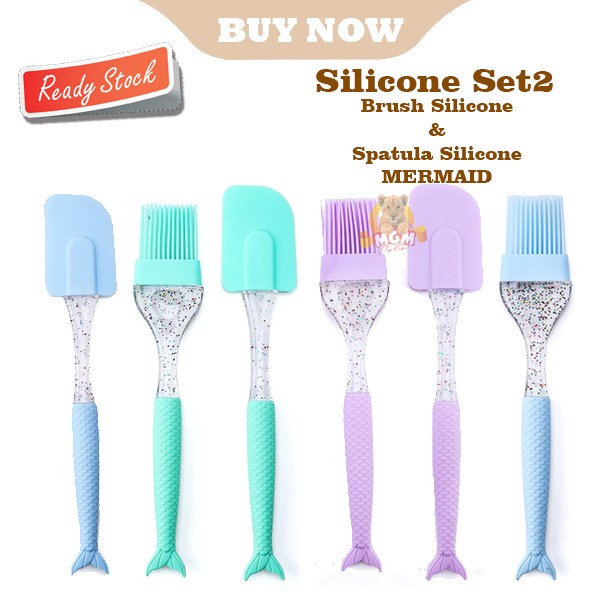 Set 2pc Spatula dan Kuas Silikon MERMAID Silicone Brush Spatula 25CM