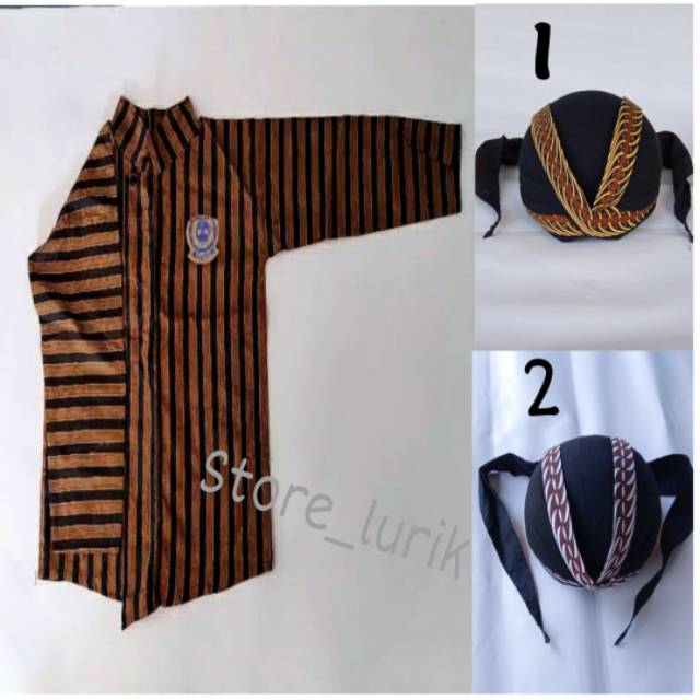Baju surjan lurik gratis blangkon sliwir jogja / Baju Surjan Lurik Jawa Hitam Pria Dewasal
