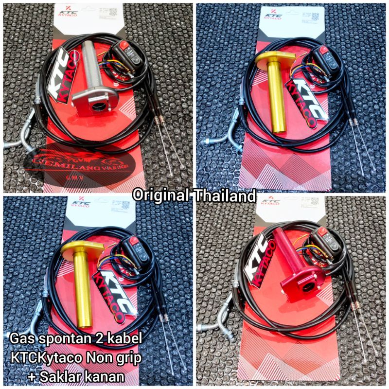 Gas Spontan 2 Kabel KTC Free Grip + Saklar Kanan Domino, Gass Pontan Matic Ktc kytaco Original Thailand + Saklar, Gas  Sepontan KTC Motor Nmax, Beat, Vario 125-150 New Old, Nmax 2020, AEROX, Vixion, Ninja 150 RR-R, CBR150R