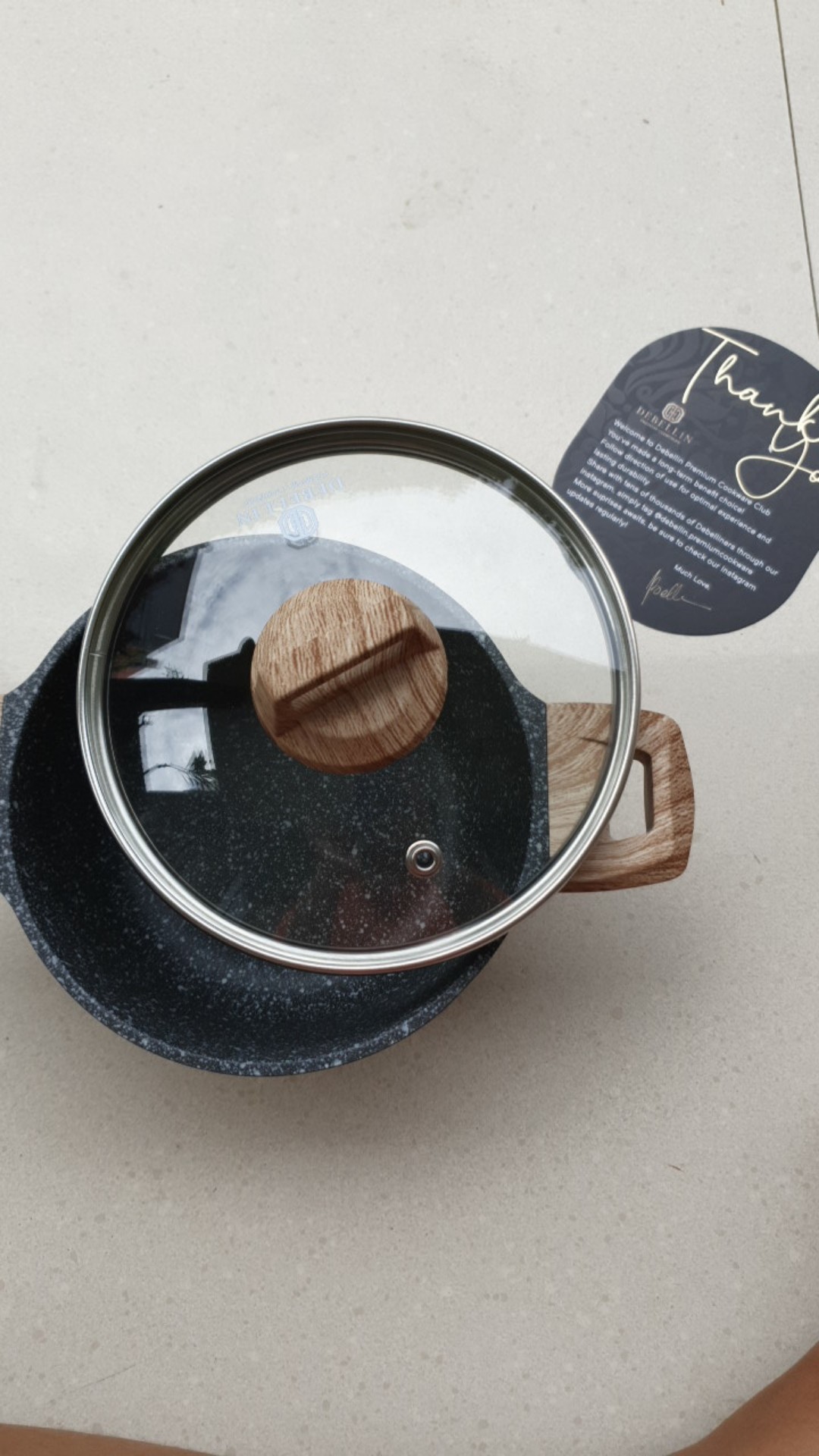 Debellin Mini Fry Pan 14 Cm - Grey Granite Cookware Series Atau Penggorengan Anti Lengket Premium