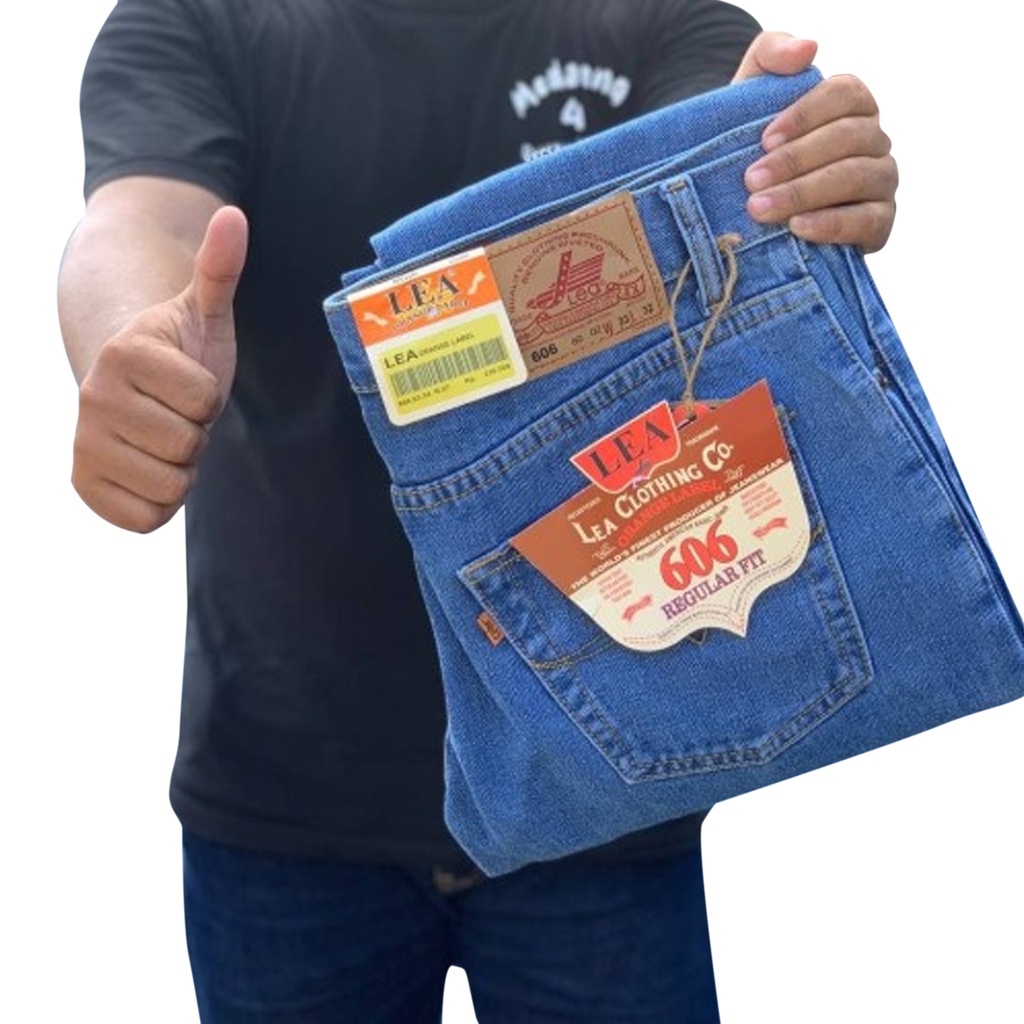 CELANA JEANS PRIA LEA STANDART REGULER ORIGINAL DENIM BEST QUALITY Celana jeans Reguler -Biru Muda