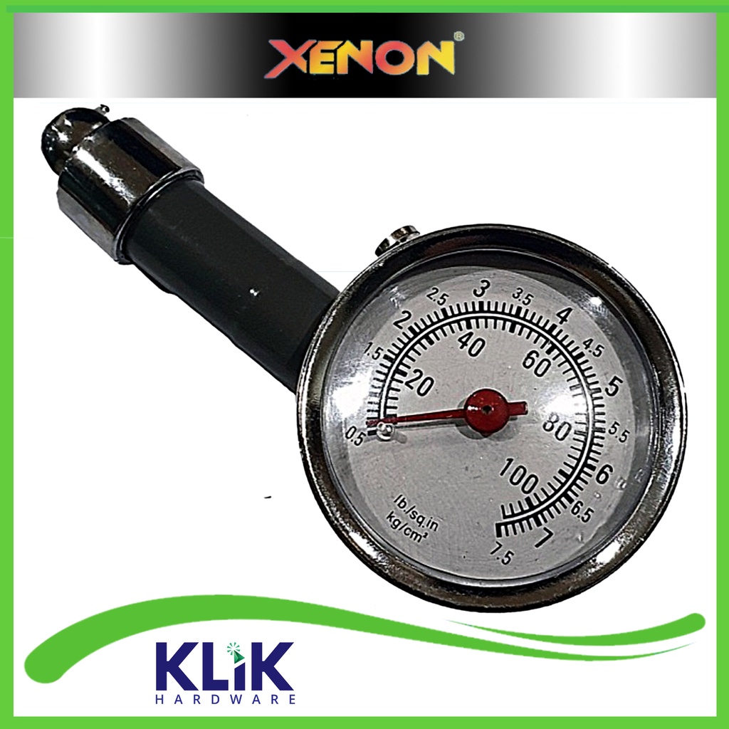 Xenon Alat Ukur Tekanan Angin Ban 100 Psi - Tire Pressure Gauge Dial Ukuran Angin Bulat