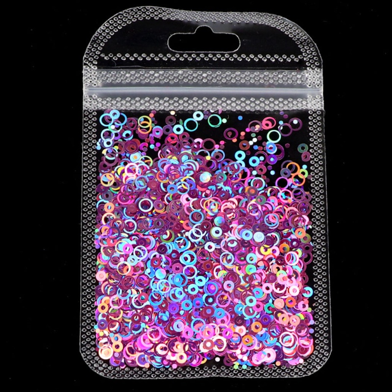 SIY  10 Colors Hollow Round Shape Holographic Chunky Glitter Epoxy Resin Festival Chunky Laser- Flakes  Mixed Sequins 2g Per