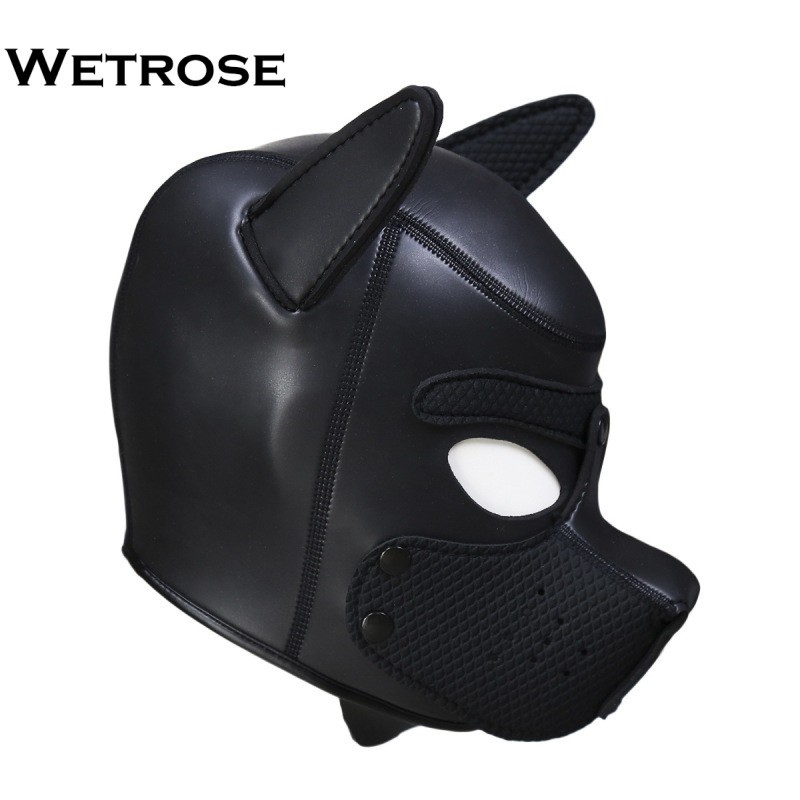 【Wetrose】 Halloween Helm Anjing Bahan Kulit Untuk Cosplay Costume Dog Head Leather Night Club K9